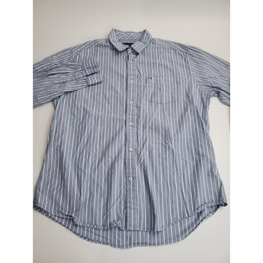 Tommy Hilfiger Men's Long Sleeve Striped Classic Fit Button Up Shirt, XL - Picture 4 of 10